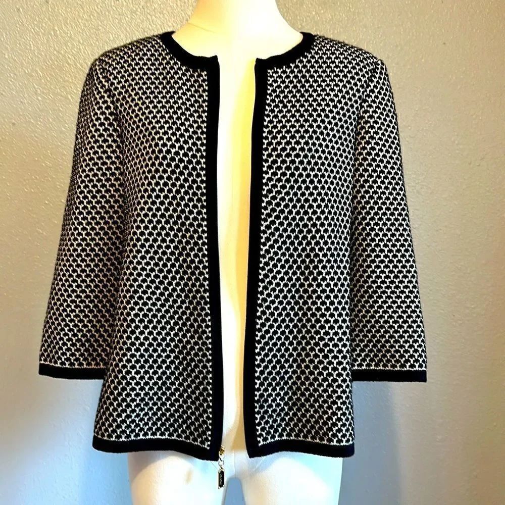 St.John sports women’s wool blend full zip 3/4 sleeve cardigan size S